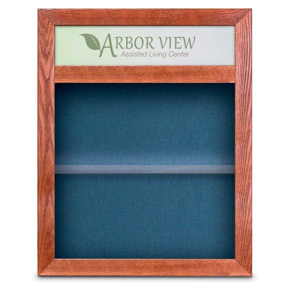 Outdoor Enclosed Combo Board, 42"x32", Satin Frame/Black & Cobalt